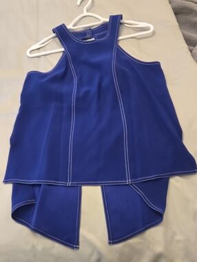 BCBG MaxAzaria Royal Blue Sleeveless High-Low Tank Top